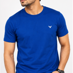 Tread Men Solid Blue Pure Cotton T-Shirt